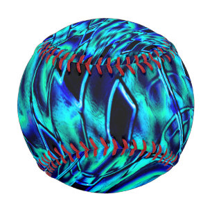 Metallic effect with crooked blue and green image baseball