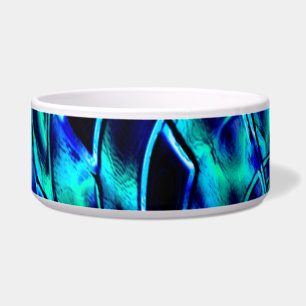 Metallic effect with crooked blue and green image bowl