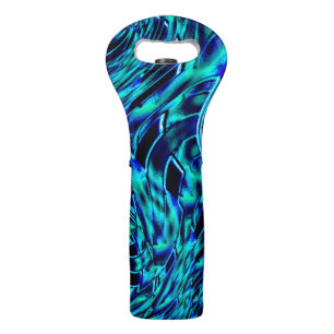 Metallic effect with crooked blue and green image wine bag