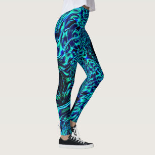 Metallic effect with twisted blue +greenish image leggings