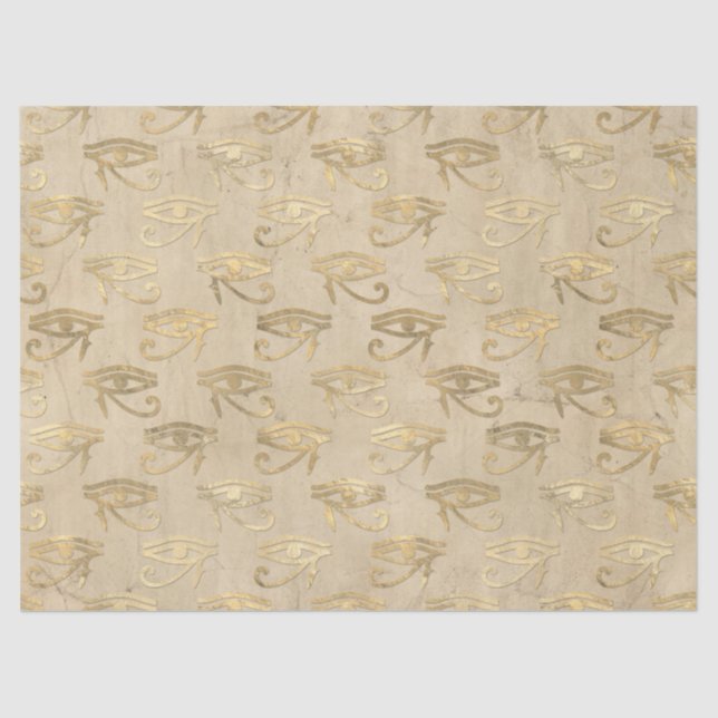 Metallic Egyptian Eye on Ivory Decoupage Tissue Paper (Front)
