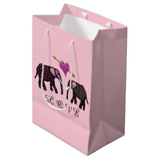 Metallic Elephant Hearts Gift Bags