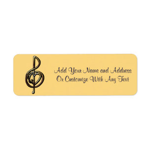 Metallic Embossed Musical Treble Clef with Heart Label
