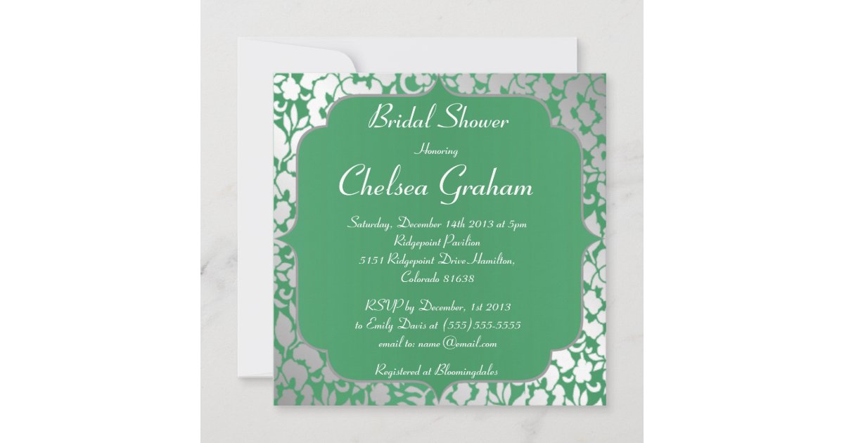 Metallic Emerald Green Bridal Shower Invitation Zazzle