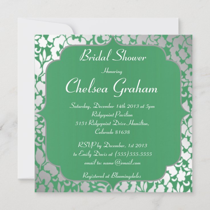 Metallic Emerald Green Bridal Shower Invitation Zazzle