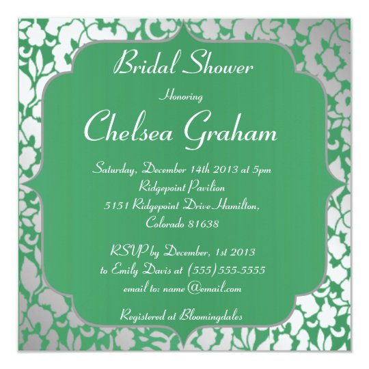 Metallic Emerald Green Bridal Shower Invitation