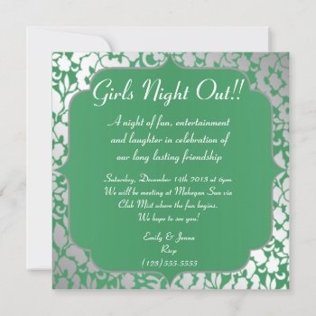 Metallic Emerald Green Girls Night Out Invitation by Mintleafstudio at Zazzle