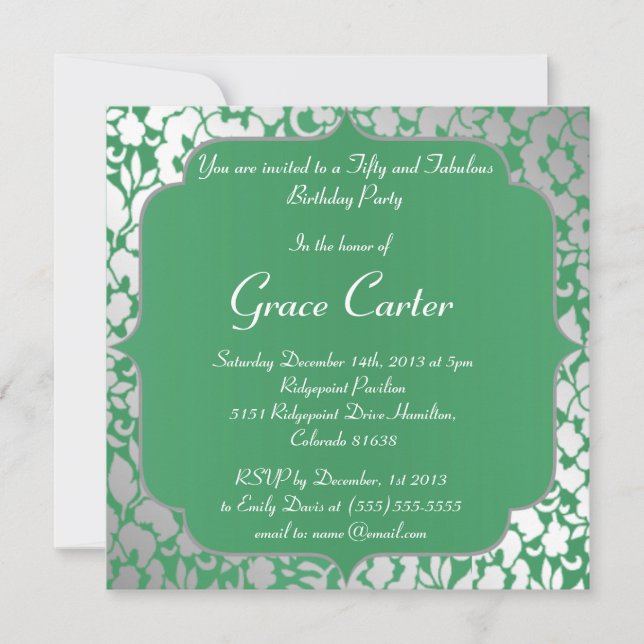 Metallic Emerald Green Happy Birthday Invitation (Front)