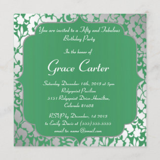 Metallic Emerald Green Happy Birthday Invitation