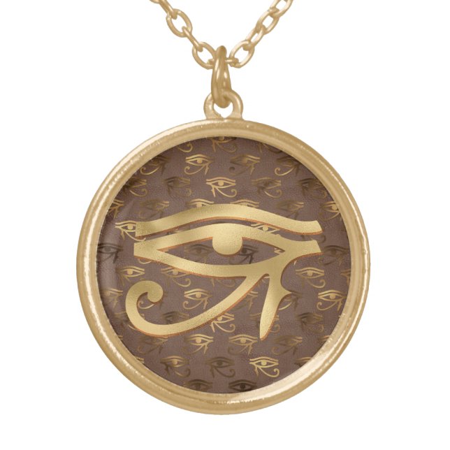 Metallic Eye of Horus Egyptian Gold Plated Necklace (Front)