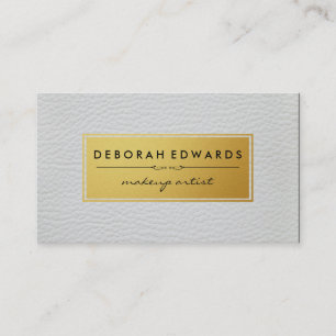 Metallic Faux Gold Label and Leather Business Card