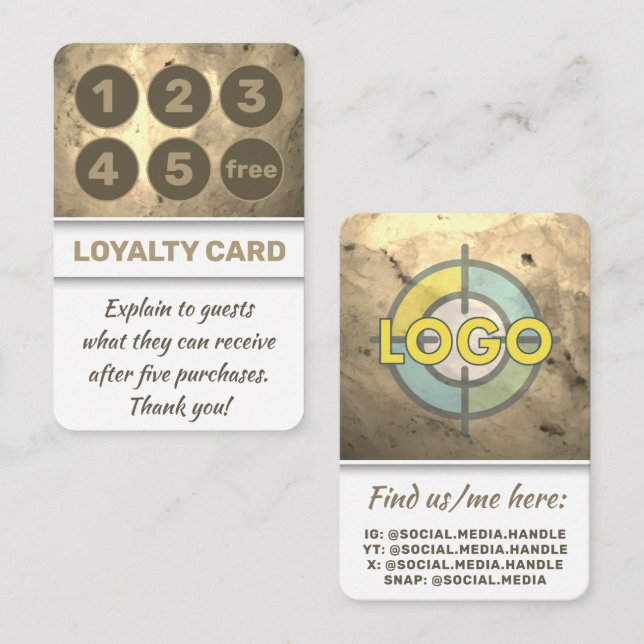 Metallic Faux Gold Luxe Rewards Upscale Brand Loyalty Card (Front/Back)