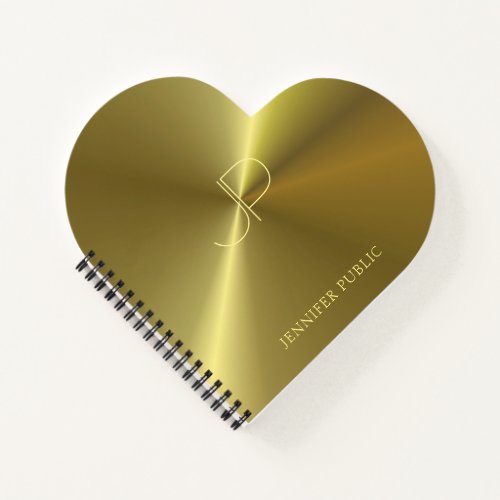 Metallic Faux Gold Monogrammed Modern Template Notebook
