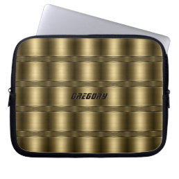 Metallic Faux Gold Stripes Pattern Laptop Sleeve