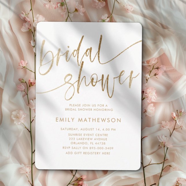 Metallic Faux Gold Typography Bridal Shower Invitation (Creator Uploaded)
