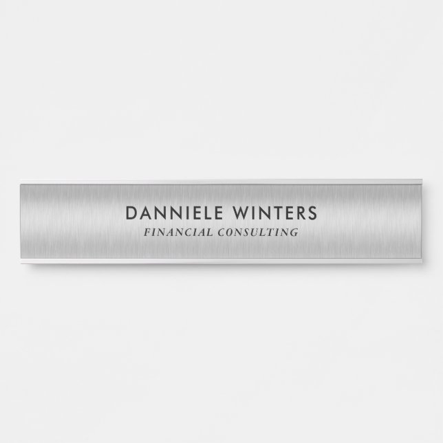 Metallic faux silver background door sign (Front)