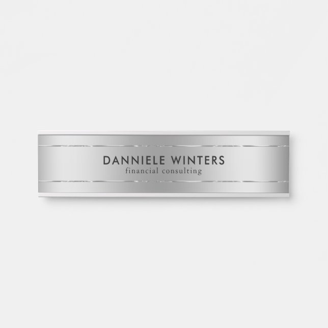 Metallic faux silver background door sign (Front)