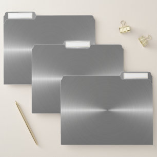 Metallic faux silver background file folder