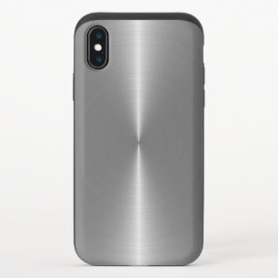 Metallic faux silver background iPhone XS slider case