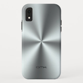 Metallic faux stainless steel look iPhone XR case