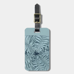 Metallic Fern, Silver Fronds, NZ, Custom Text Luggage Tag