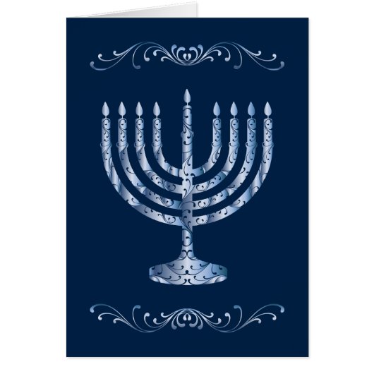 Metallic Filigree Menorah Cards (Front)
