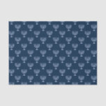 Metallic Filigree Menorah Tissue Paper<br><div class="desc">Here we have a lovely tissue paper that features a metallic filigree menorah on a dark blue background. This paper is available in multiple sizes and is a match to other wrapping papers, tissue papers, gift bags and a greeting card. This is sure to make a perfect addition to your...</div>