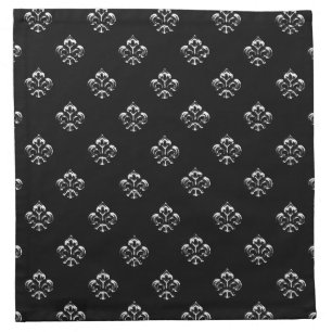 Metallic Fleur de lis (Silver) Cloth Napkin