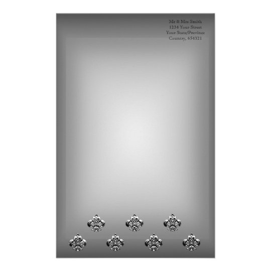 Metallic Fleur de lis (Silver) Stationery