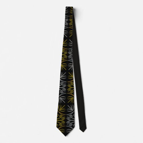 Metallic flower tile abstract neck tie