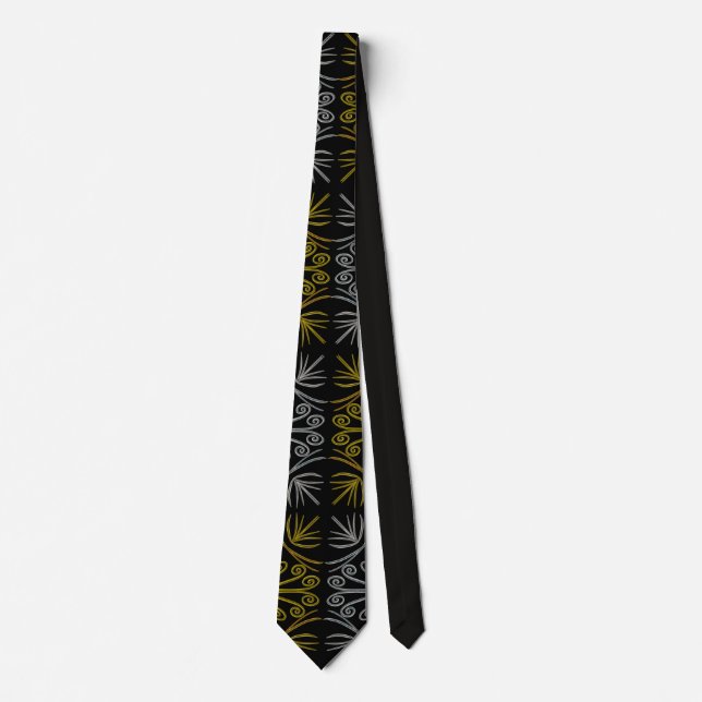 Metallic flower tile abstract neck tie (Front)