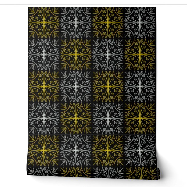 Metallic flower tile abstract wallpaper  (Unrolling)
