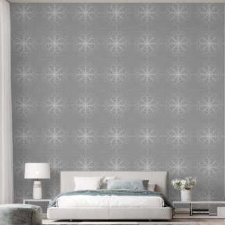 Metallic flower tile gray background wallpaper 