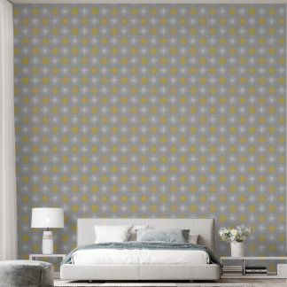 Metallic flower tile gray background wallpaper 