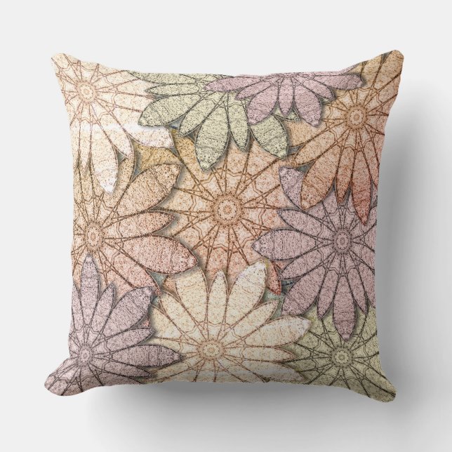 Metallic Flowers Outdoor Pillow (Front)