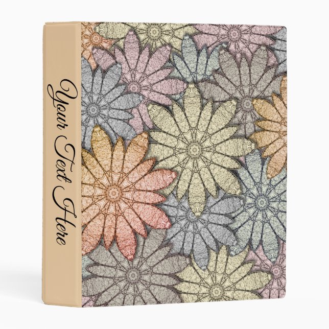 Metallic Flowers Personal Text Mini Binder (Front/Spine)
