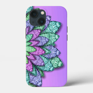 Metallic Flowers Purple Pink iPhone 13 Mini Case