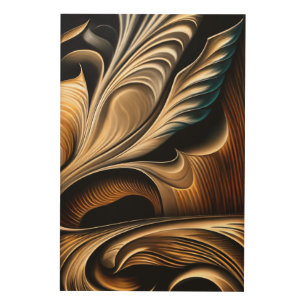 Metallic Fluid Golden Luxury Wood Wall Art
