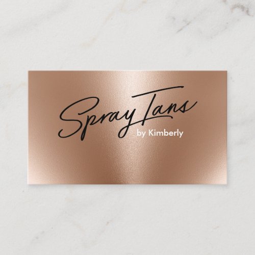 Metallic foil bronze gold spray tans black script business card