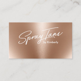 Metallic foil bronze gold spray tans modern script business card