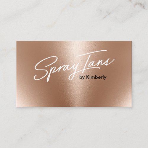 Metallic foil bronze gold spray tans white script business card