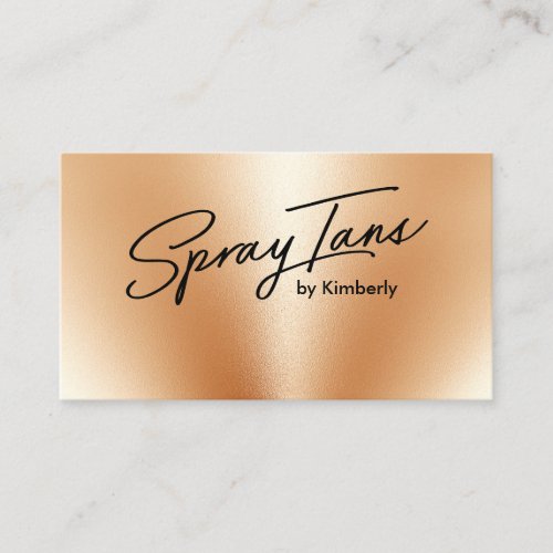 Metallic foil chic gold spray tans modern script business card