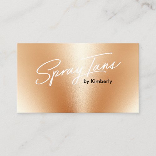 Metallic foil chic gold spray tans white script business card