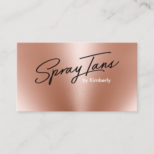 Metallic foil rose gold spray tans black script business card