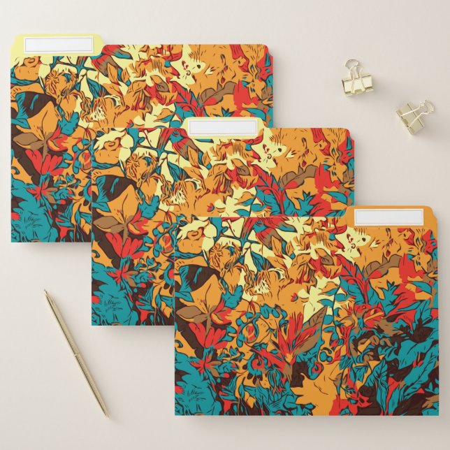 Metallic Forest Retro Electric Red File Folder (Set)