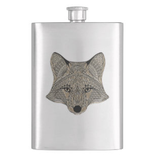 Metallic Fox Face Flask