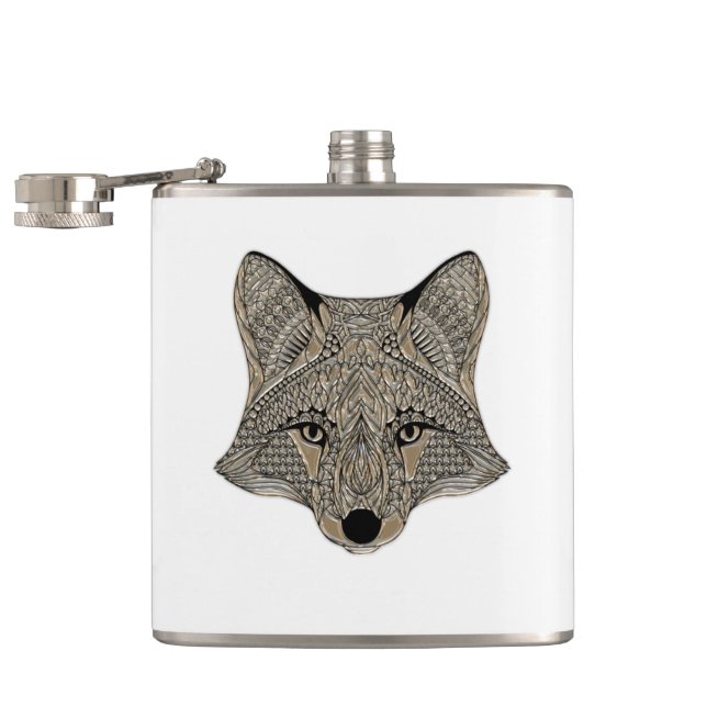 Metallic Fox Face Flask (Opened)