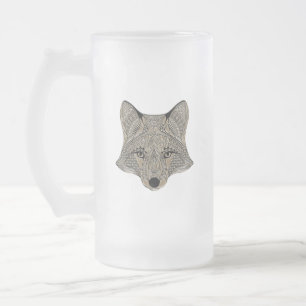Metallic Fox Face Frosted Glass Beer Mug