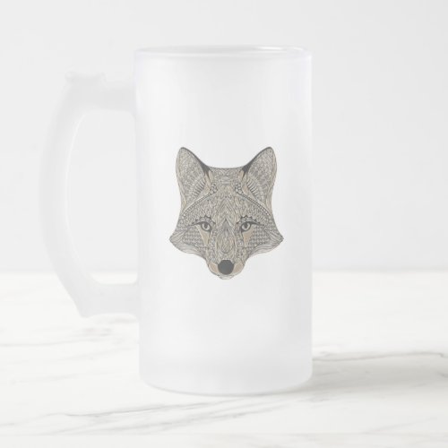 Metallic Fox Face Frosted Glass Beer Mug
