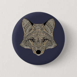 Metallic Fox Face Pinback Button